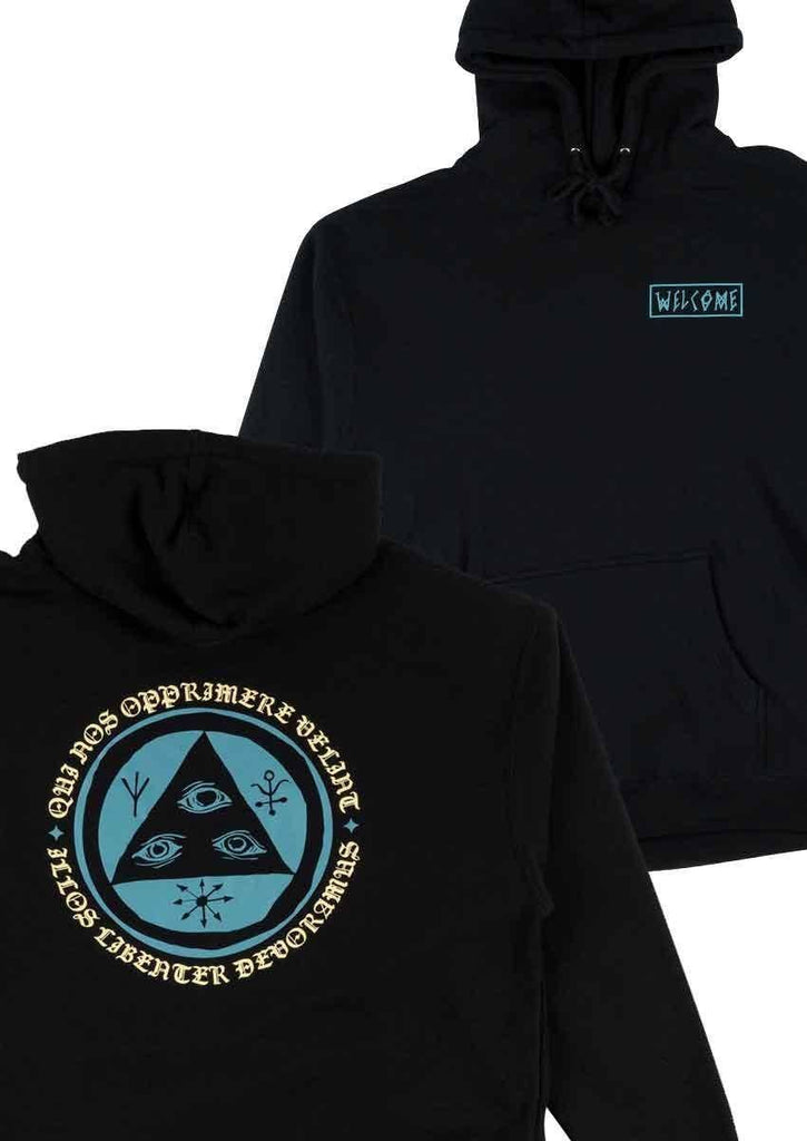 Welcome Latin Talisman Hooded Sweatshirt Black Deep Teal  Welcome   