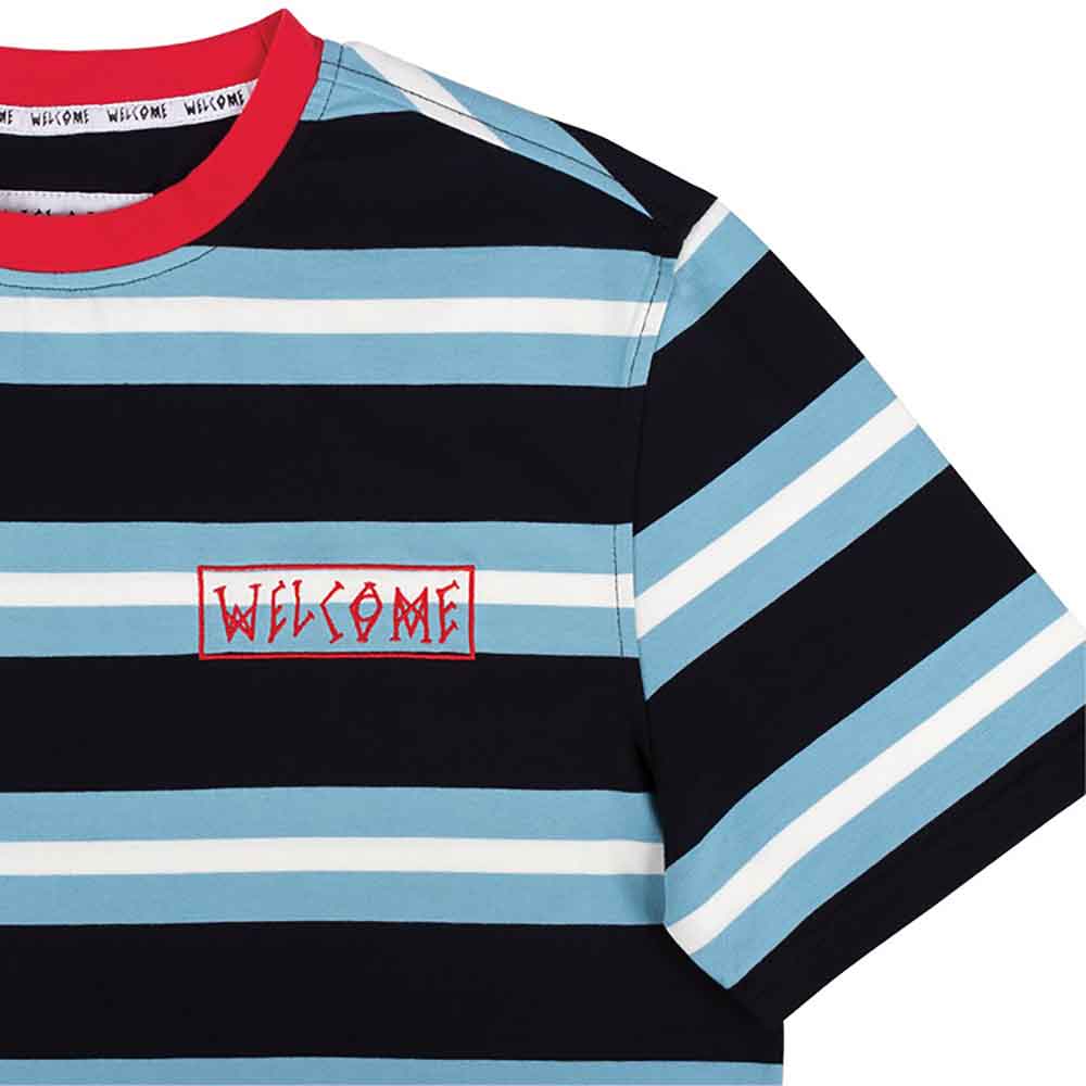 Welcome Medius Stripe T-Shirt Black Blue  Welcome   