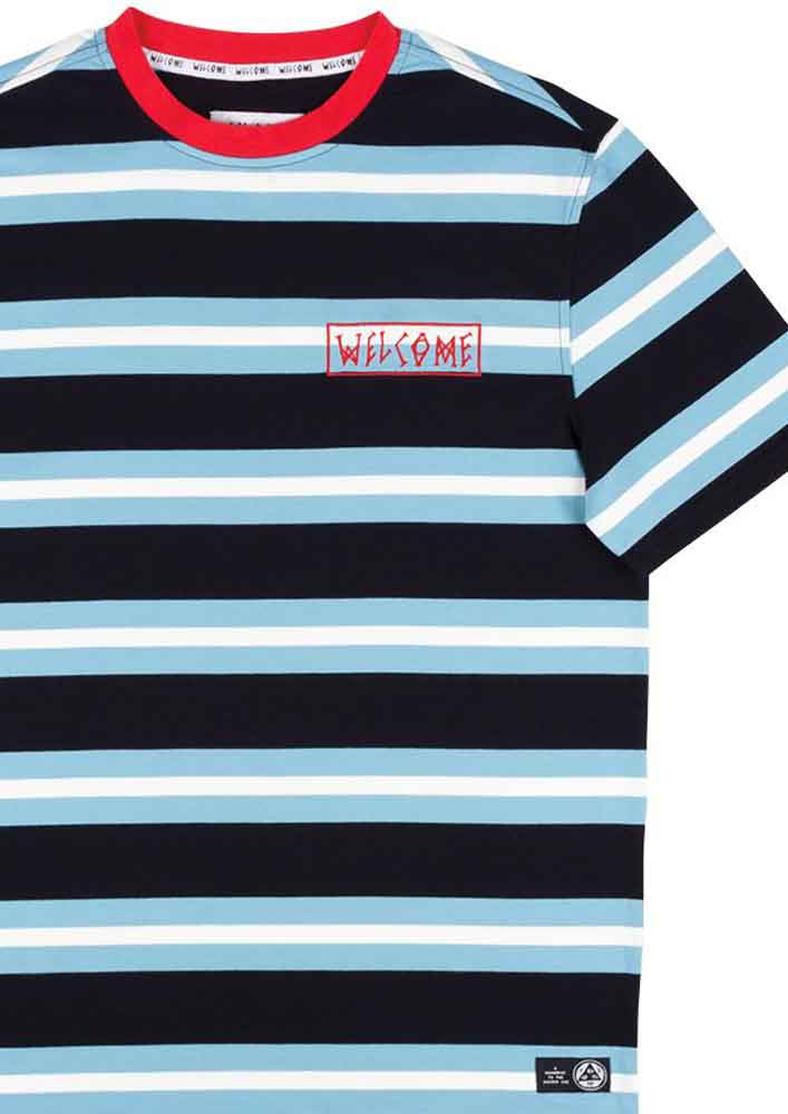 Welcome Medius Stripe T-Shirt Black Blue  Welcome   