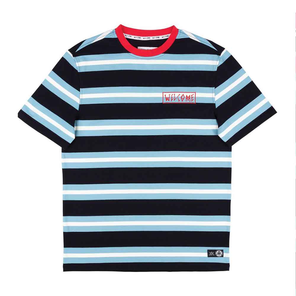 Welcome Medius Stripe T-Shirt Black Blue  Welcome   