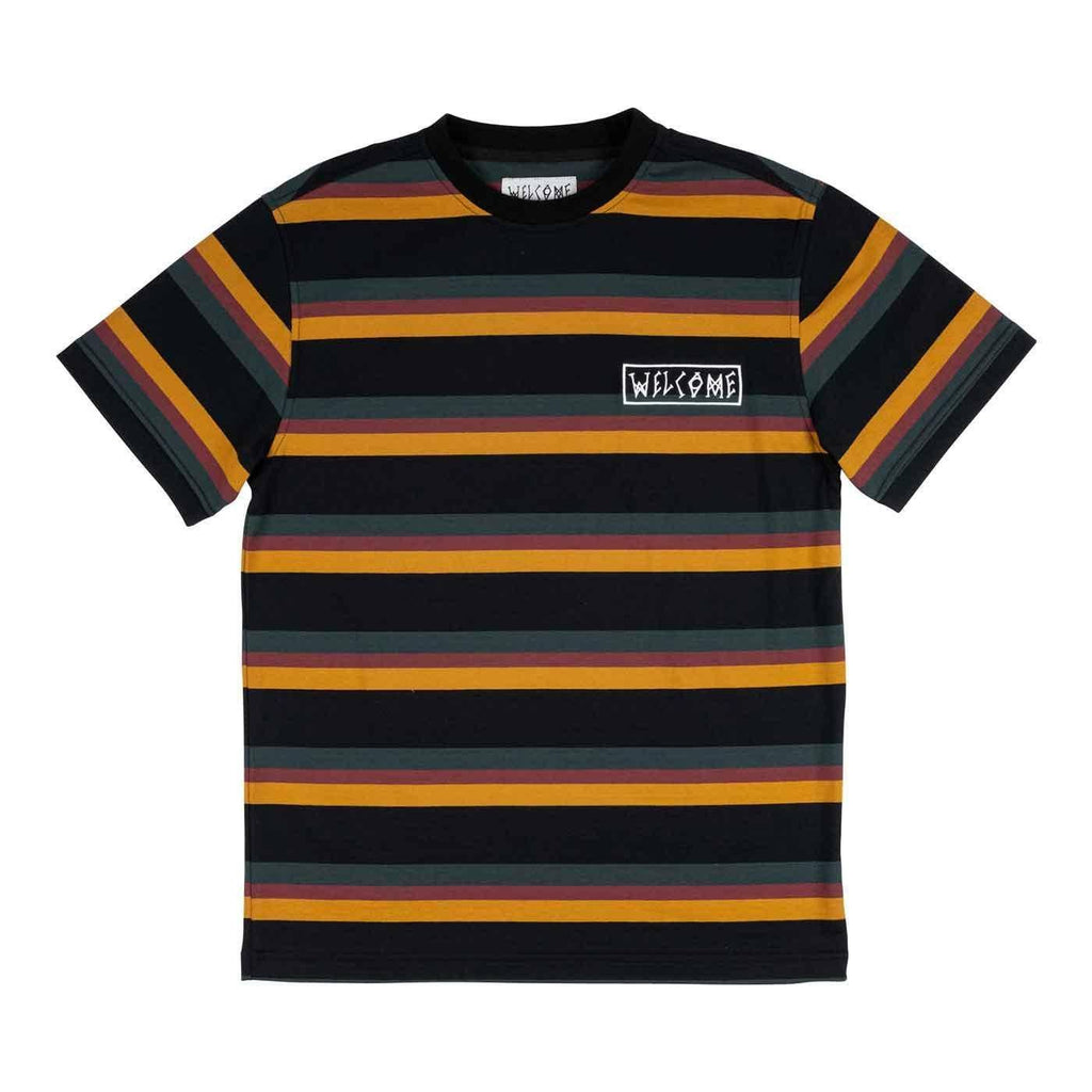 Welcome Medius Yarn Dyed Striped T-Shirt Black  Welcome   