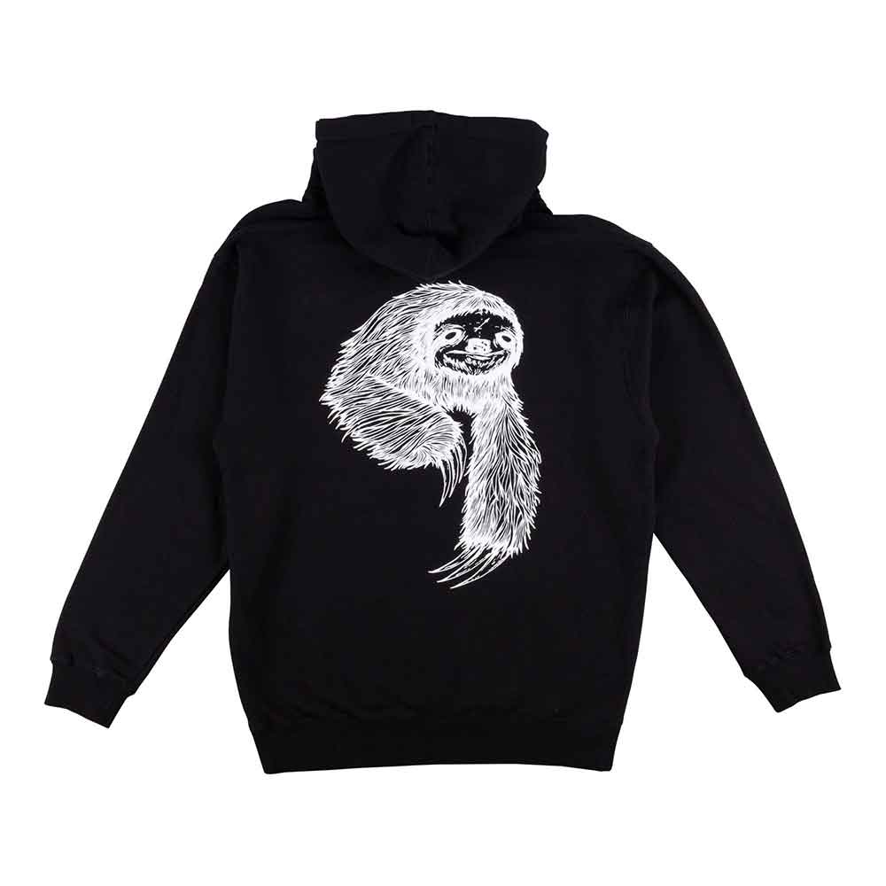 Welcome Sloth Hooded Sweatshirt Black White Puff  Welcome   