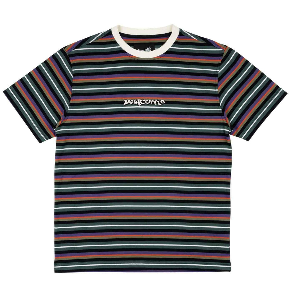 Welcome Surf Stripe Knit T-Shirt Forest  Welcome   