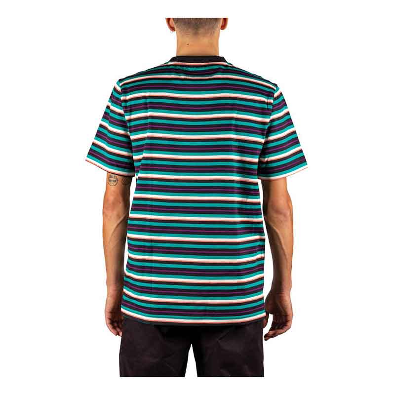 Welcome Surf Stripe Knit T-Shirt Teal Black Bone  Welcome   