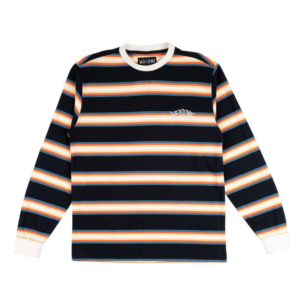 Welcome Thelema Striped Longsleeve Knit T-Shirt Black  Welcome   