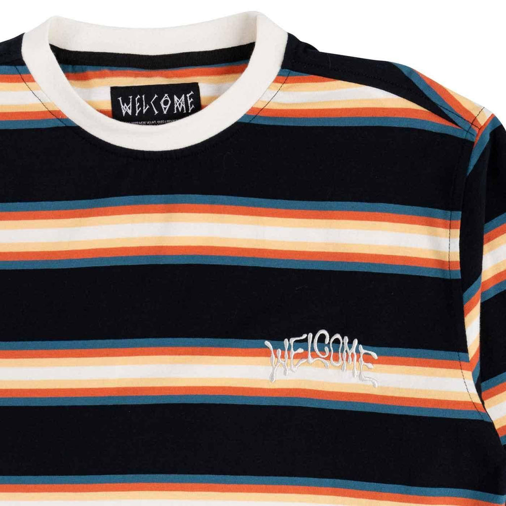 Welcome Thelema Striped Longsleeve Knit T-Shirt Black  Welcome   