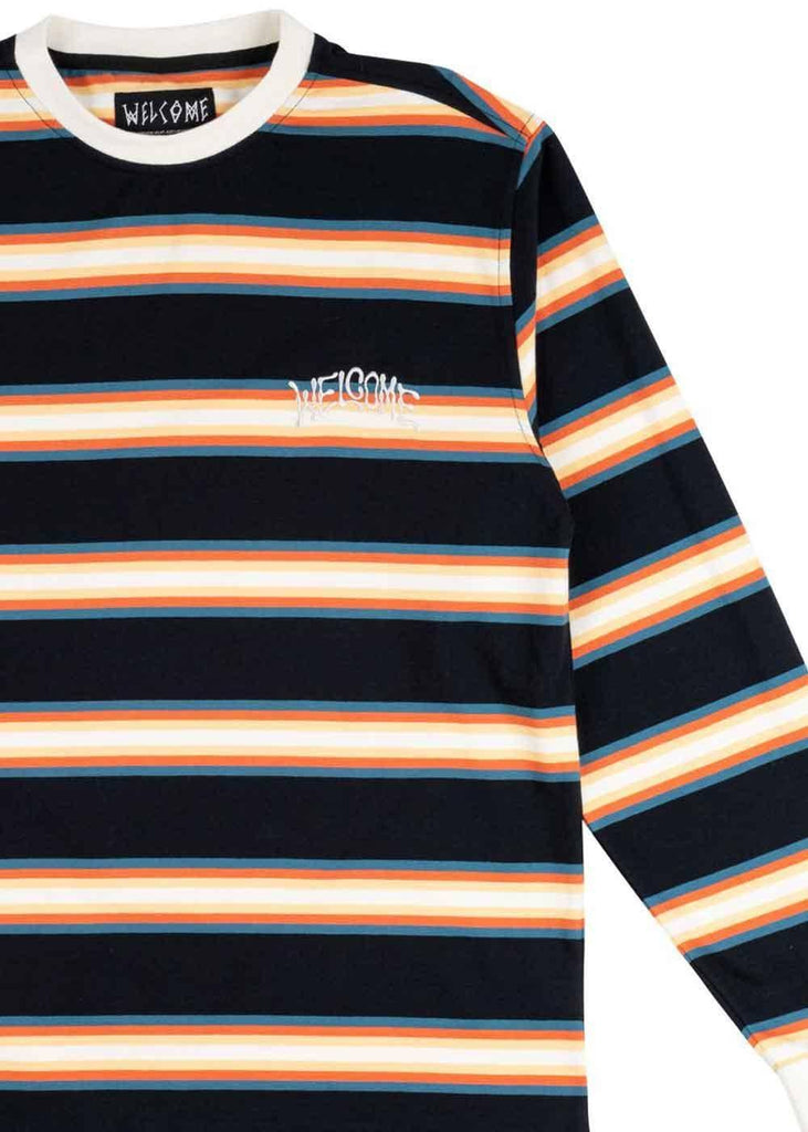 Welcome Thelema Striped Longsleeve Knit T-Shirt Black  Welcome   